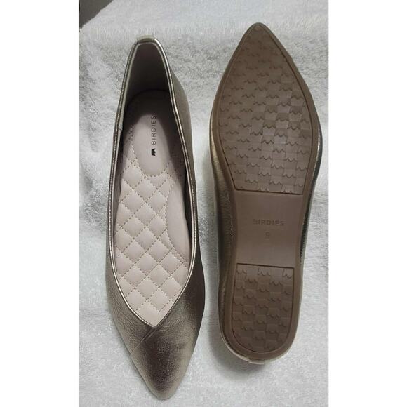 NWT Women's Birdies The Goldfinch Metallic Gold Pointed Toe Flats size 9 Glam - Picture 3 of 6